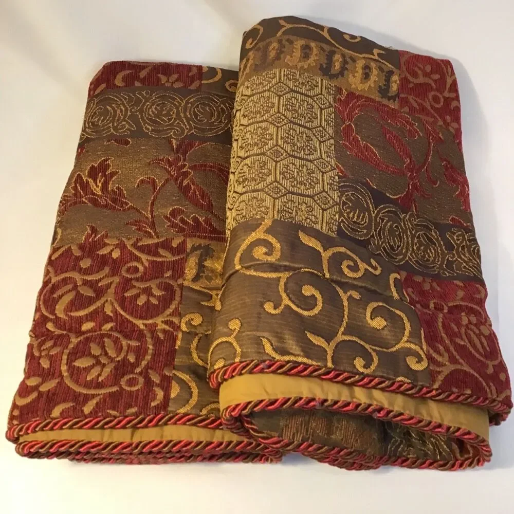 Croscill Galleria Red Brown Gold Queen Pillow Shams (Set of 2)